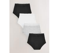 Next White/Black/Grey Full Brief Cotton and Lace Knickers 4 Pack
