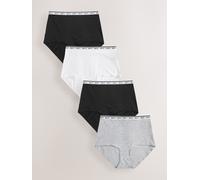 Next White/Black/Grey Full Brief Cotton Logo Knickers 4 Pack