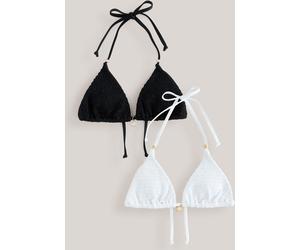 Next White/Black Shirred Triangle Bikini Tops 2 Pack