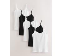 NEXT Femme Débardeur à Fines Bretelles, Lot de 5 Blanc/Noir S