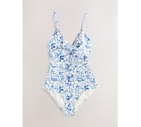 Next White/Blue Ditsy Shaping Tummy Control Swimsuit