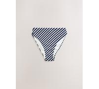 Next White/Blue Pique Stripe High Waist Bikini Bottoms