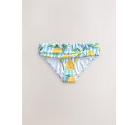 Next White/Blue Pique Stripe Lemon Print Roll Top Bikini Bottoms