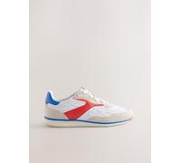 Next White/Blue/Red Panel Detail Lace-Up Trainers