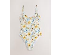 Next White/Blue/Yellow Floral Seersucker Non-Padded Underwired Swimsuit