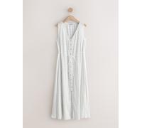 Next White Button Through Tie Waist Sleeveless Maxi Dress White EU 44 (UK 16)
