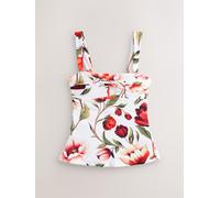 Next White Floral Wide Strap Tummy Control Bandeau Tankini Top