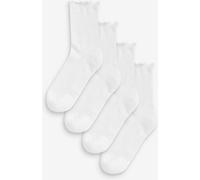 Next White Frill Top Cushion Sole Ankle Socks 4 Pack