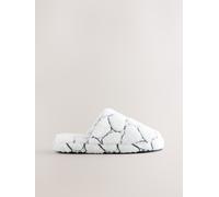 Next White Heart Borg Mule Slippers