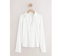 Next White Henley Long Sleeve Button Down Top
