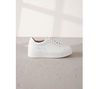 Next White Lace Up Signature Premium Leather Chunky Wedge Lace-Up Trainers