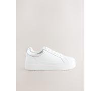 Next White Leather Round Toe Chunky Lace Up Trainers