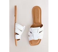 Next White Leather Standard/Wide Fit Forever Comfort Stitched Mule Sandals