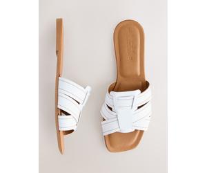 Next White Leather Standard/Wide Fit Forever Comfort Stitched Mule Sandals