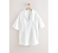 Next White Linen Blend Overhead Shirt