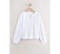 Next White Long Sleeve Notch Neck Top