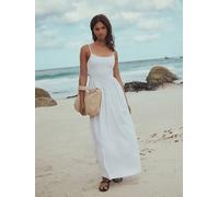 Next White Maxi Square Neck Shirred Strappy Dress White XL Regular (EU 48-50)