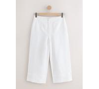 Next White N. Premium Linen Crop Wide Leg Trousers