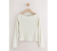 Next White Open Slash Neck Soft Touch Long Sleeve Top
