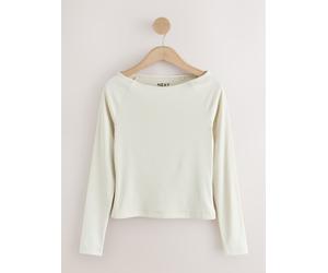 Next White Open Slash Neck Soft Touch Long Sleeve Top