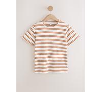 Next White/Orange Stripe Short Sleeve Crew Neck T-Shirt