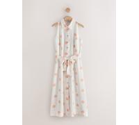 Next White/Pink Spot Halter Shirt Midi Belted Dress White/Pink Spot EU 46 Petite (UK 18 P)