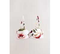 Next White/Red Floral Wired Bandeau Bikini Top