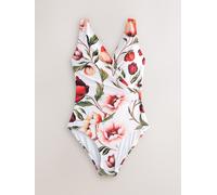Next White/Red Floral Wrap Tummy Control Swimsuit