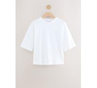 Next White Relaxed Boxy Elbow Length Crew Neck T-Shirt