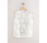Next White/Silver Beaded Floral Print Sequin Shell Top