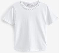 Next White/Silver Chain Neck Detail 100% Cotton T-Shirt