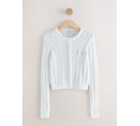 Next White Slim Cable Knit Towelling Cardigan
