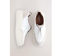 Next White Slip On Signature Leather Chunky Wedge Platform Trainers