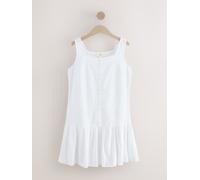 Next White Square Neck Tiered Mini Boho Dress White EU 42 (UK 14)