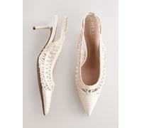 Next White Standard/Wide Fit Forever Comfort Raffia Point Toe Slingback Heels White EU 41 (UK 7)