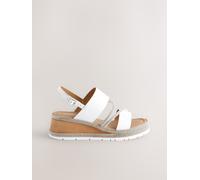 Next White Standard/Wide Fit Leather Bling Detail Slingback Sports Wedge Sandals