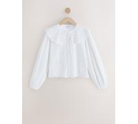 Next White Statement Collar Broderie Long Sleeve Blouse