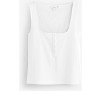 Next White Textured Henley Detail Tank