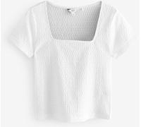 Next White Textured Short Sleeve Square Neck T-Shirt