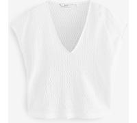 Next White Textured Short Sleeve V-Neck T-Shirt