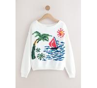 Next White Yacht Scene Scenic Cotton Jumper