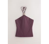 Next Wine Red Soft Touch Slinky Sleeveless Halter Neck Hardware Top