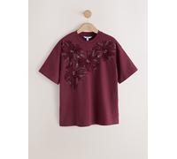 Next Wine Short Sleeve Floral Embellished T-Shirt