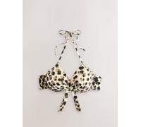 Next Yellow/Cream Leopard Padded Wired Plunge Bikini Top