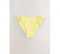 Next Yellow Floral Embroidered Lettuce Edge Tie Side Bikini Bottoms