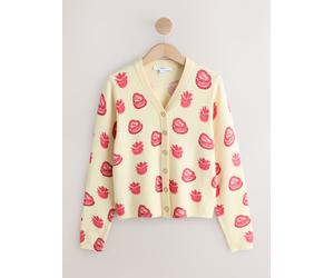 Next Yellow Heart Cake Pattern Supersoft Knitted Slim V-Neck Cardigan