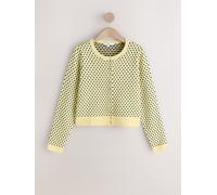 Next Yellow Polka Dot Slim Supersoft Crew Neck Cardigan with Wool