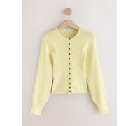 Next Yellow Ribbed Volume Sleeve Knitted Cardigan