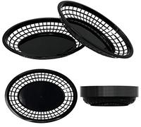 NextClimb Lot de 12 grands paniers alimentaires en plastique pour restauration rapide - 30,5 x 22,9 cm - Réutilisables pour restaurant, diner, hamburger, frites de poisson (lot de 12, noir)