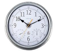 NeXtime Horloge de Station Météo Extérieure - Métal Ø40,5CM - Couleur Galvanisée Tulip